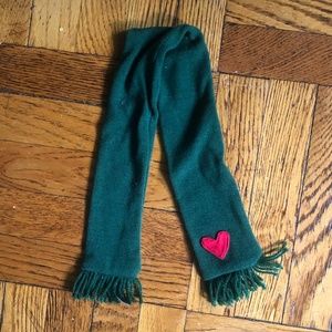 Green Baby Scarf with Red Heart